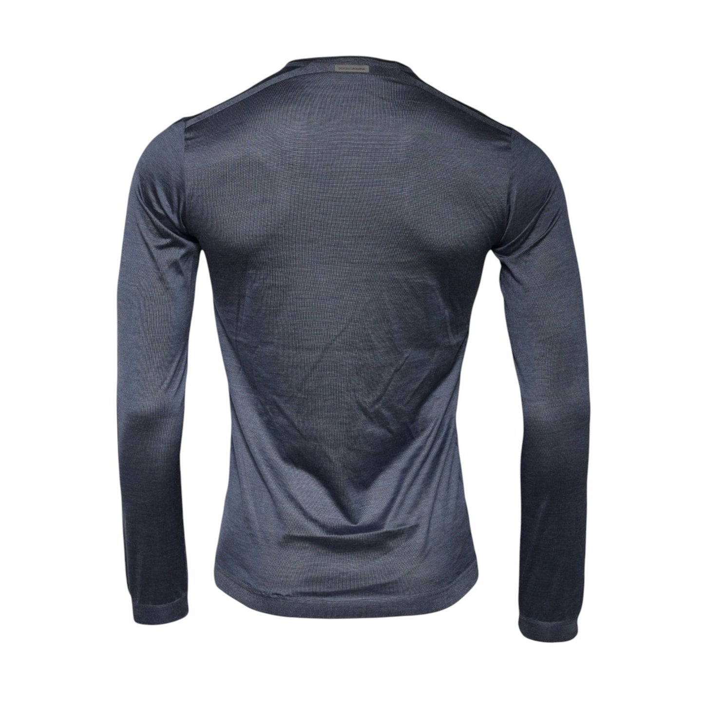 Dolce & Gabbana Dark Gray Silk Crew Neck Pullover Sweater