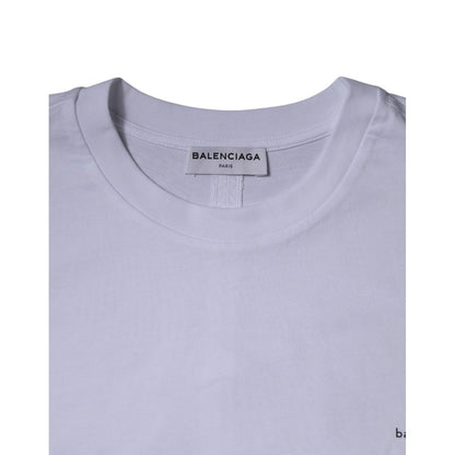 Balenciaga White Logo Cotton Jersey Crew Neck Short Sleeves T-shirt