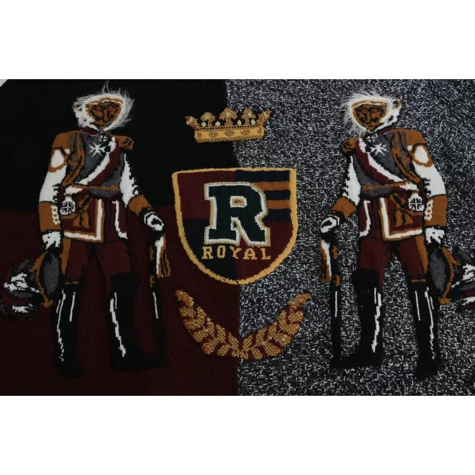 Dolce & Gabbana Multicolor KING Knight Monkey Knitted Cashmere Wool Sweater