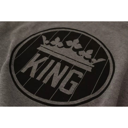 Dolce & Gabbana Gray Crown King Cotton Pullover Sweater