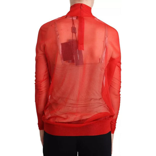 Dolce & Gabbana Orange Semi Transparent Blouse Sweater 1728,67345645728,Clothing,Dolce & Gabbana,IT38 | XS,Material: 100% Polyester,Orange,Preowned / Defect,Sweaters - Women - Clothing,Women,Women - Clothing Dolce & Gabbana TSH6860-38
