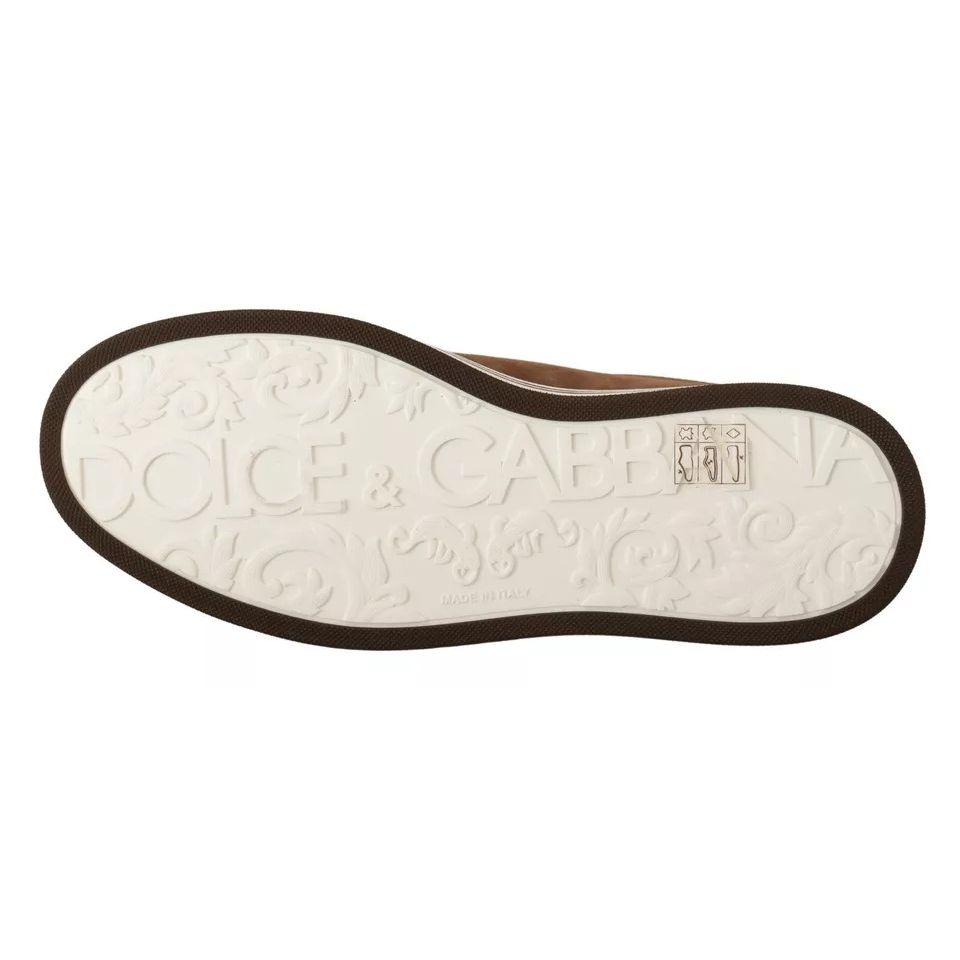 Dolce & Gabbana Brown Suede Logo Low Top Sneakers Men Shoes