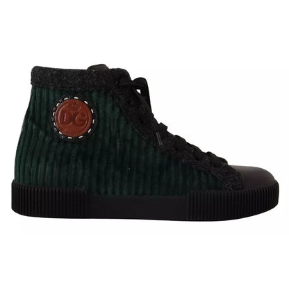 Dolce & Gabbana Green Corduroy High Tops Sneakers Mens Casual Shoes
