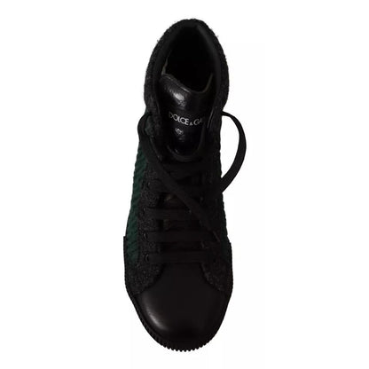 Dolce & Gabbana Green Corduroy High Tops Sneakers Mens Casual Shoes