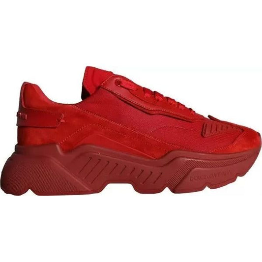 Dolce & Gabbana Red Leather Daymaster Low Top Sneakers Shoes 1728,67345645728,Dolce & Gabbana,EU41.5/US8.5,Material: 60% Calf Leather 38% Nylon 1% PVC 1% Elastane,Men,Men - Shoes,Preowned / Defect,Red,Shoes,Sneakers - Men - Shoes Dolce & Gabbana MV3450#1-