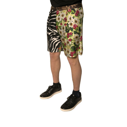 Dolce & Gabbana Multicolor Patchwork Silk Men Chino Shorts