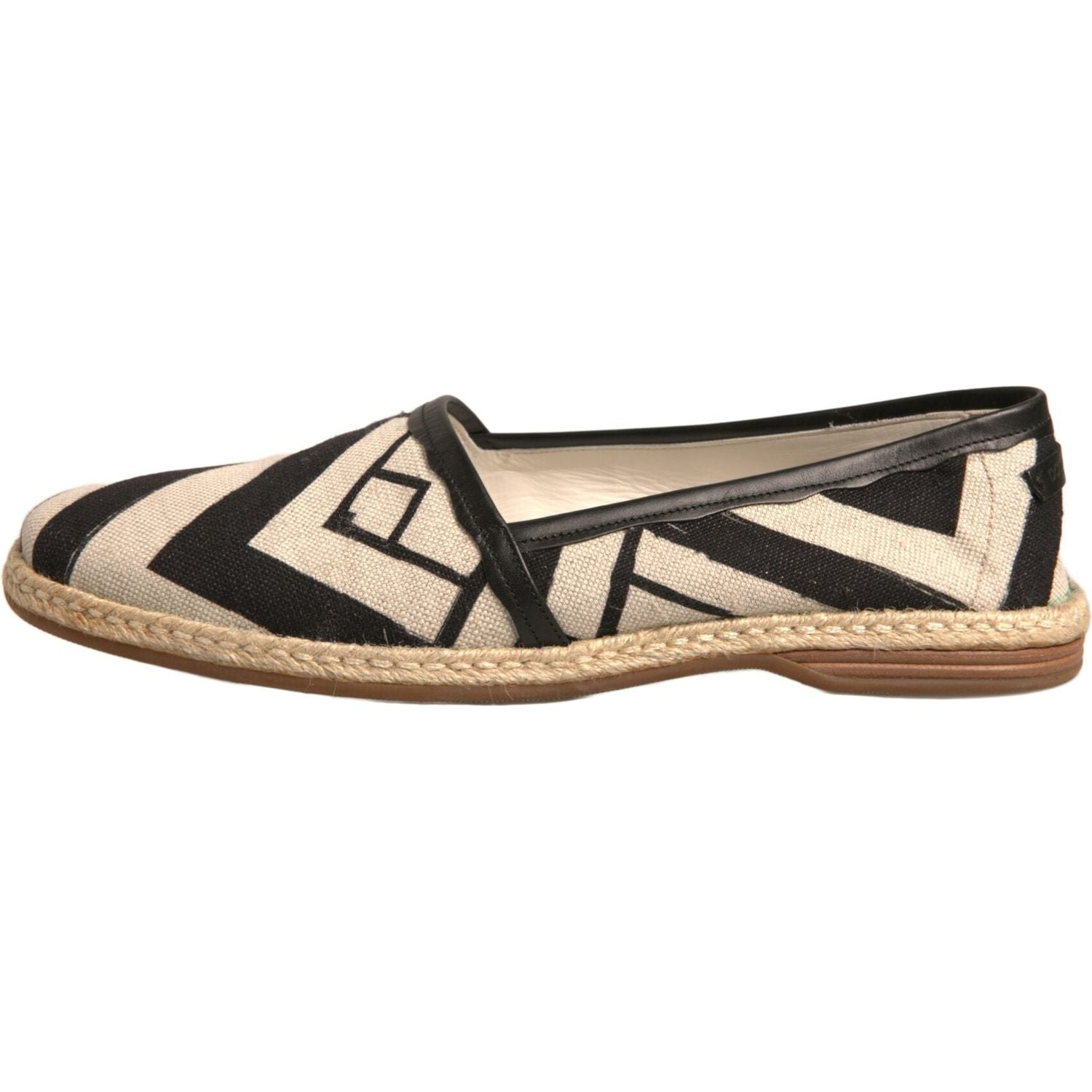 Dolce & Gabbana Black White Stripes Slip On Espadrille Shoes