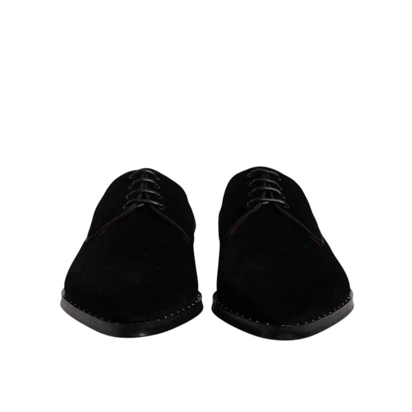 Dolce & Gabbana Black Velvet Cotton Lace Up Derby Shoes