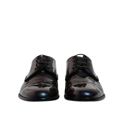 Dolce & Gabbana Multicolor Peacock Patent Leather Derby Men Dress Shoes