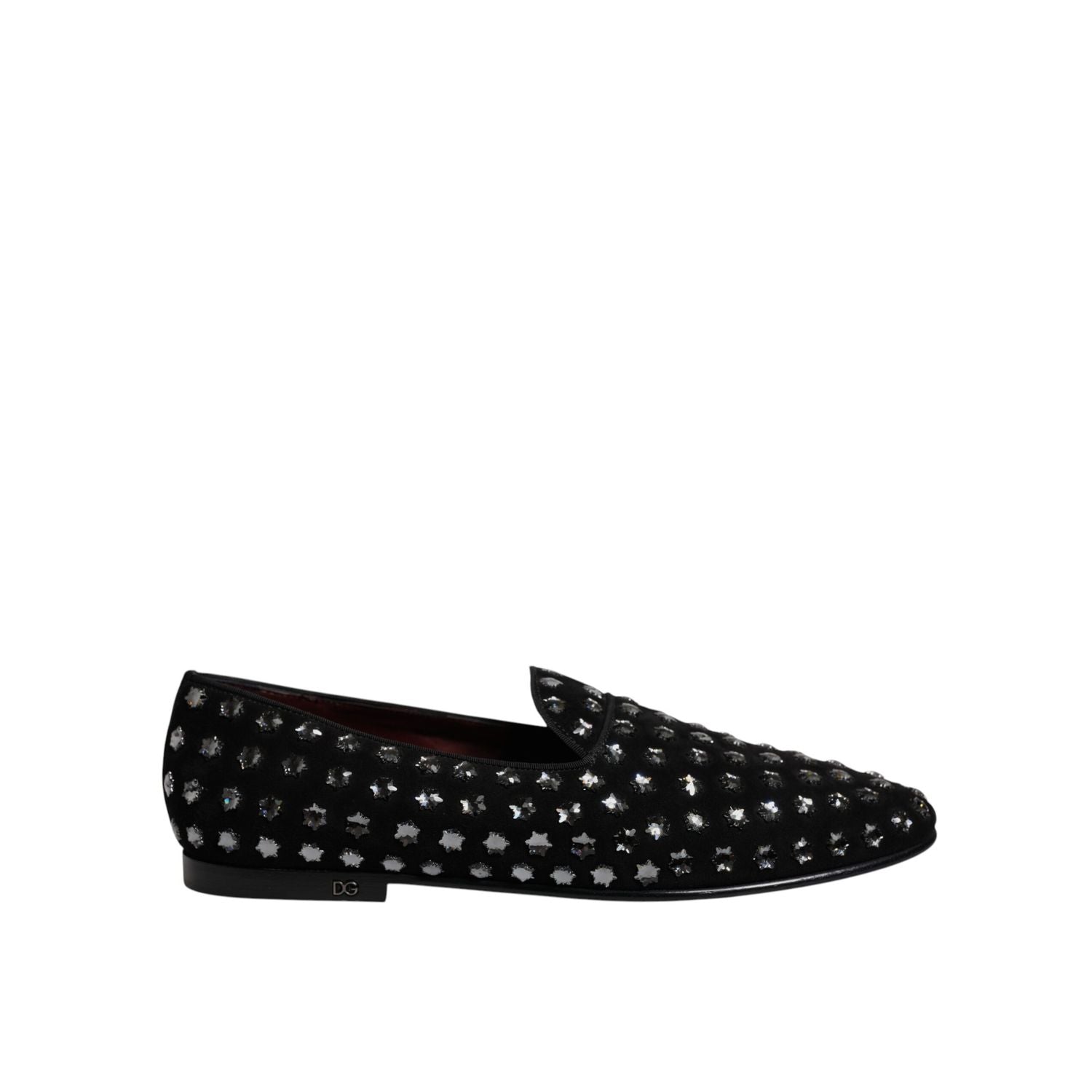 Dolce & Gabbana Black Crystal Embellished Loafers Dress Shoes