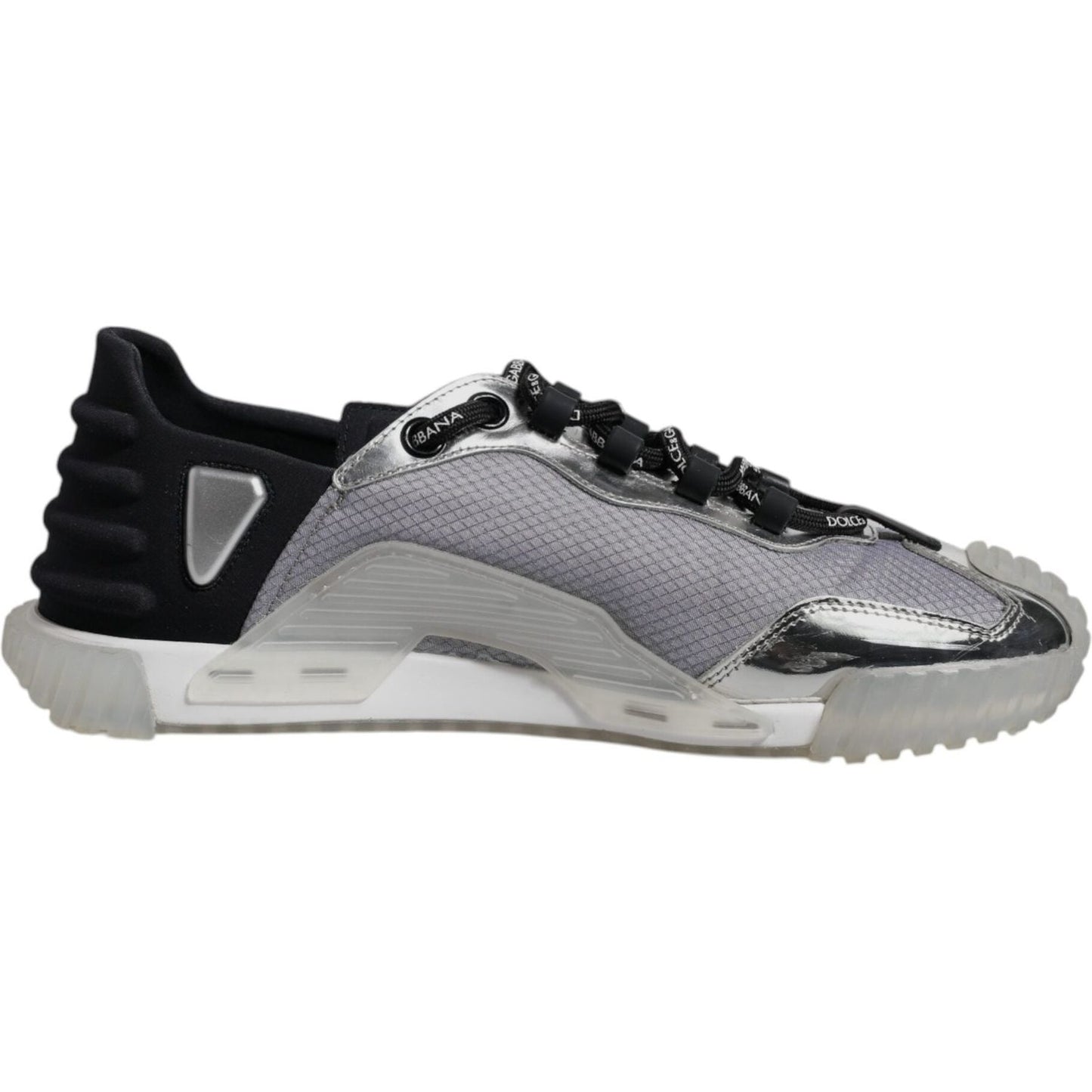 Dolce & Gabbana Silver Black Nylon NS1 Low Top Sneakers Shoes