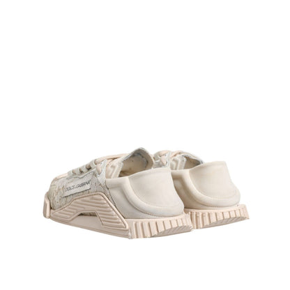 Dolce & Gabbana White Lace NS1 Low Top Sneaker Sports Shoes