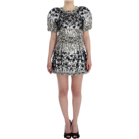 Dolce & Gabbana Silver Crystal Embellished Shift Dress Masterpiece Dolce & Gabbana Rosy Brown