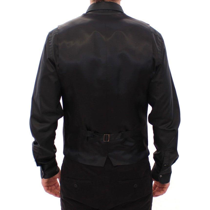 فستان من الصوف المخطط باللون الأسود من دولتشي آند غابانا