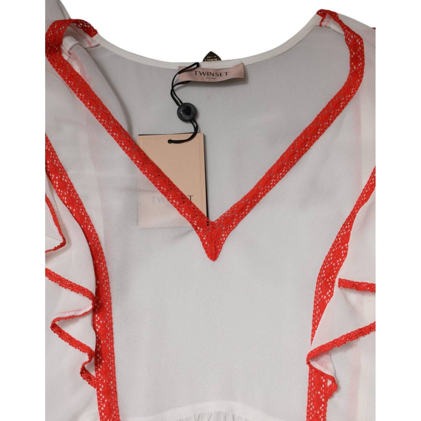 Twinset White Viscose Ruffle Sleeves A-line Pleated Mini Dress Twinset