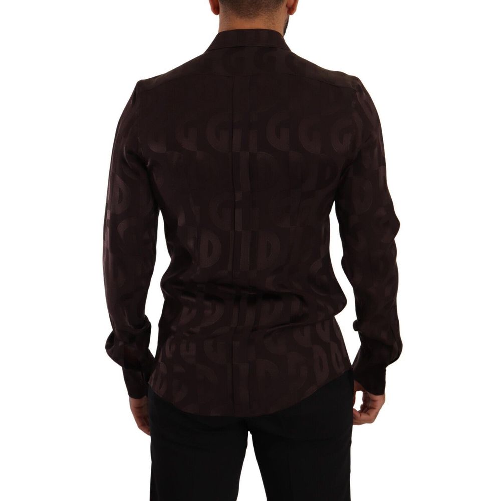 Dolce & Gabbana Bordeaux Silk Pattern Shirt