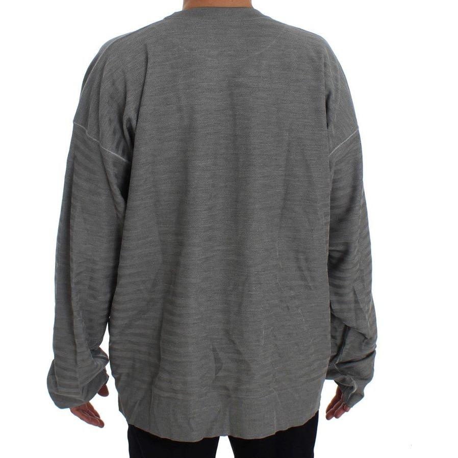 Dolce & Gabbana Elegant Gray Silk Crewneck Pullover Sweater Dolce & Gabbana