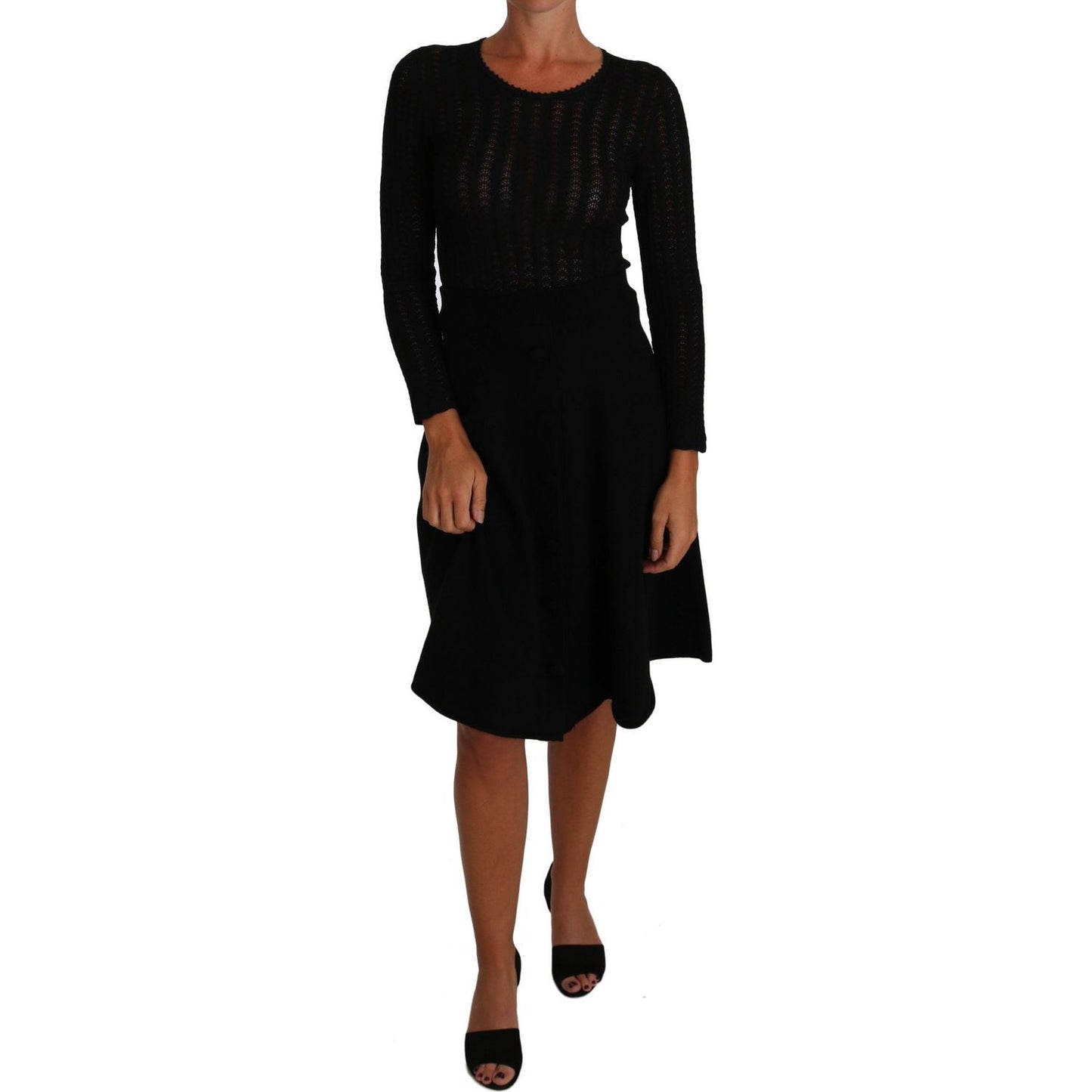 Dolce & Gabbana Elegant Black Knitted Sheath Dress Dolce & Gabbana