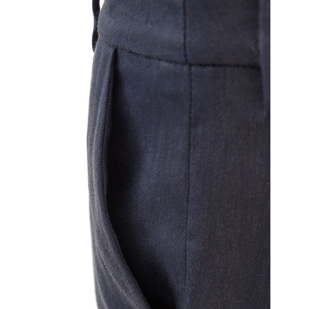 Lardini Blue Linen Casual Pants Lardini