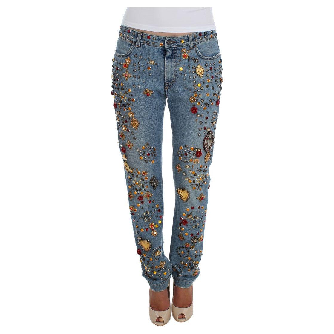 Dolce & Gabbana Enchanted Sicily Crystal Heart Boyfriend Jeans Dolce & Gabbana