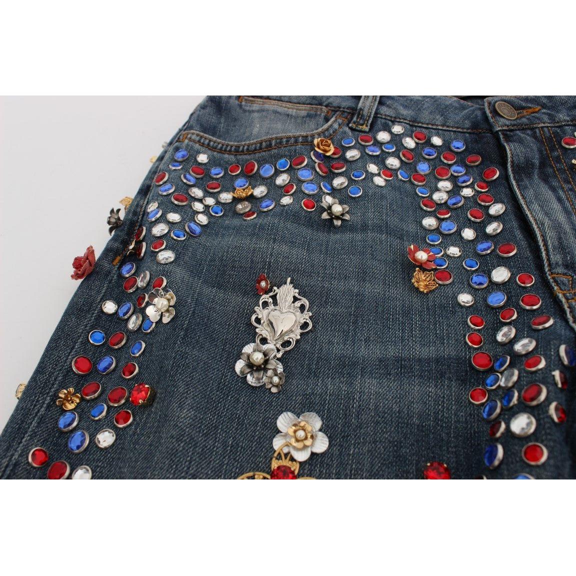 Dolce & Gabbana Enchanted Sicily Crystal Heart Boyfriend Jeans Dolce & Gabbana