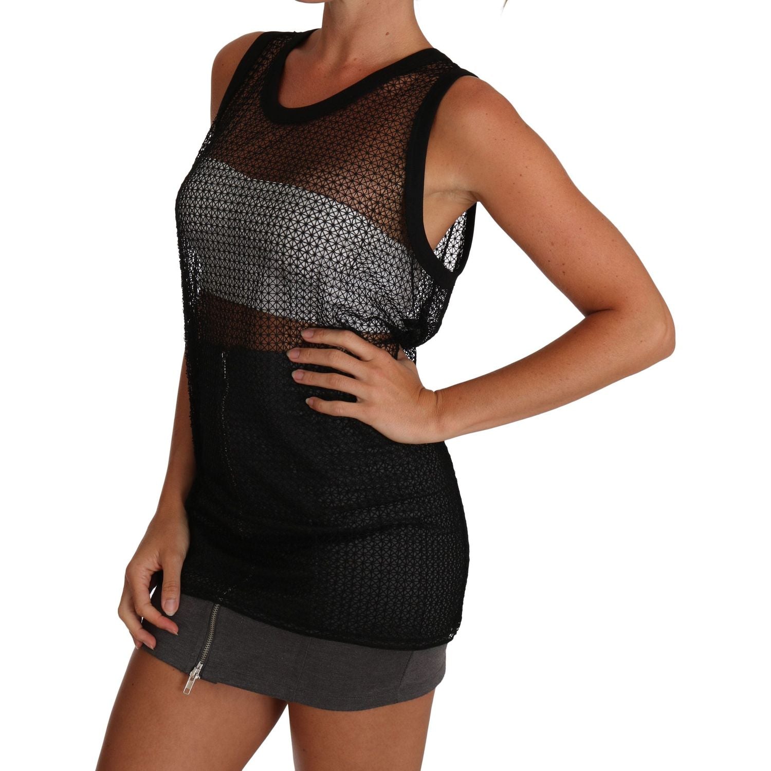 Dolce & Gabbana Black Mesh Transparent Blouse T-shirt