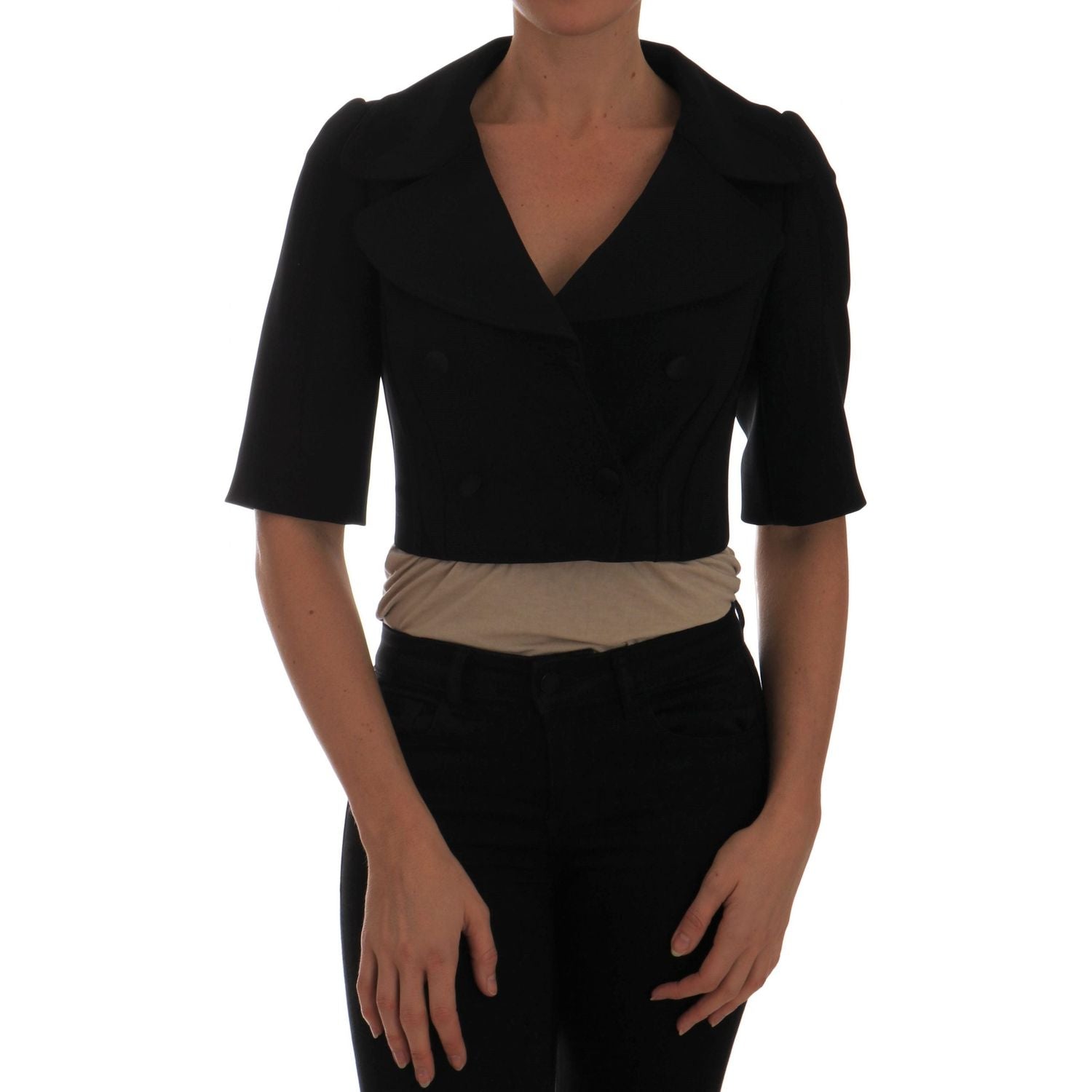 سترة دولتشي آند غابانا أنيقة سوداء مقصوصة مزدوجة الصدر