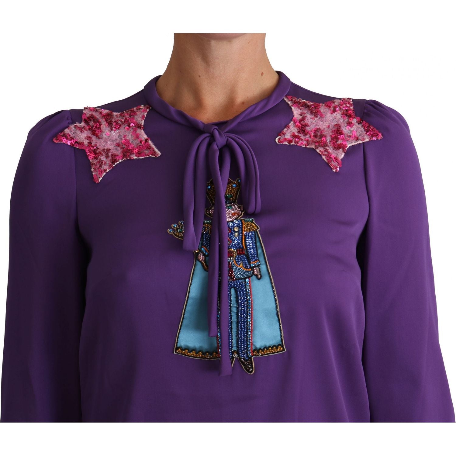 Dolce & Gabbana Purple Blouse Prince  Fairy Tale Embellished  Top
