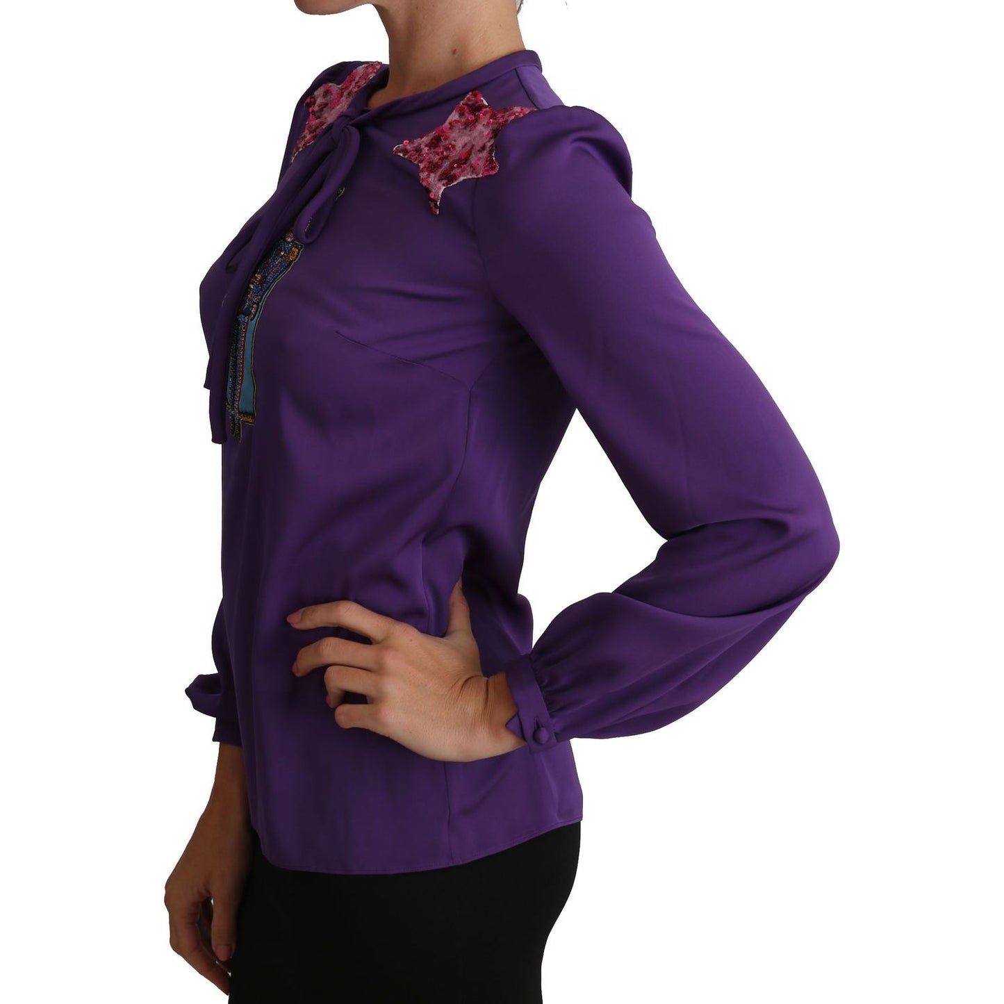 Dolce & Gabbana Purple Blouse Prince Fairy Tale Embellished Top Dolce & Gabbana
