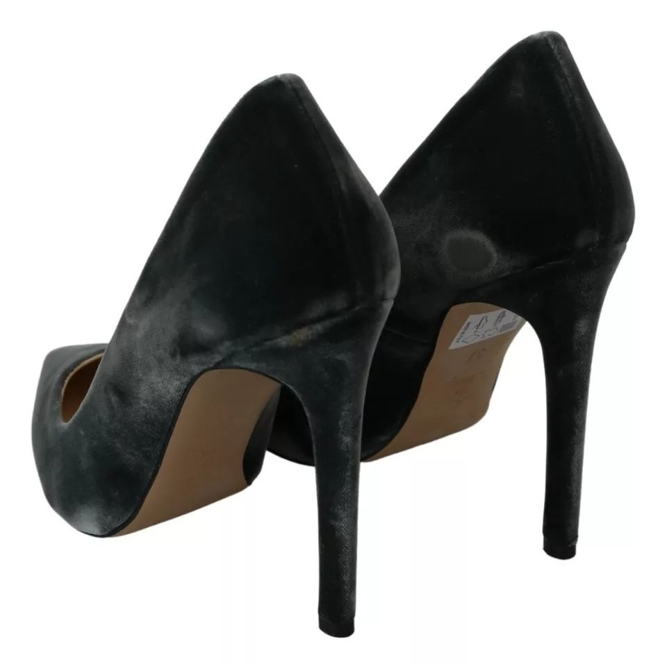 Ovyé Gray Velvet Dress Stiletto Pumps Shoes Ovyé