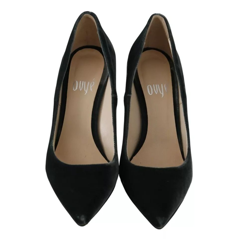 Ovyé Gray Velvet Dress Stiletto Pumps Shoes Ovyé