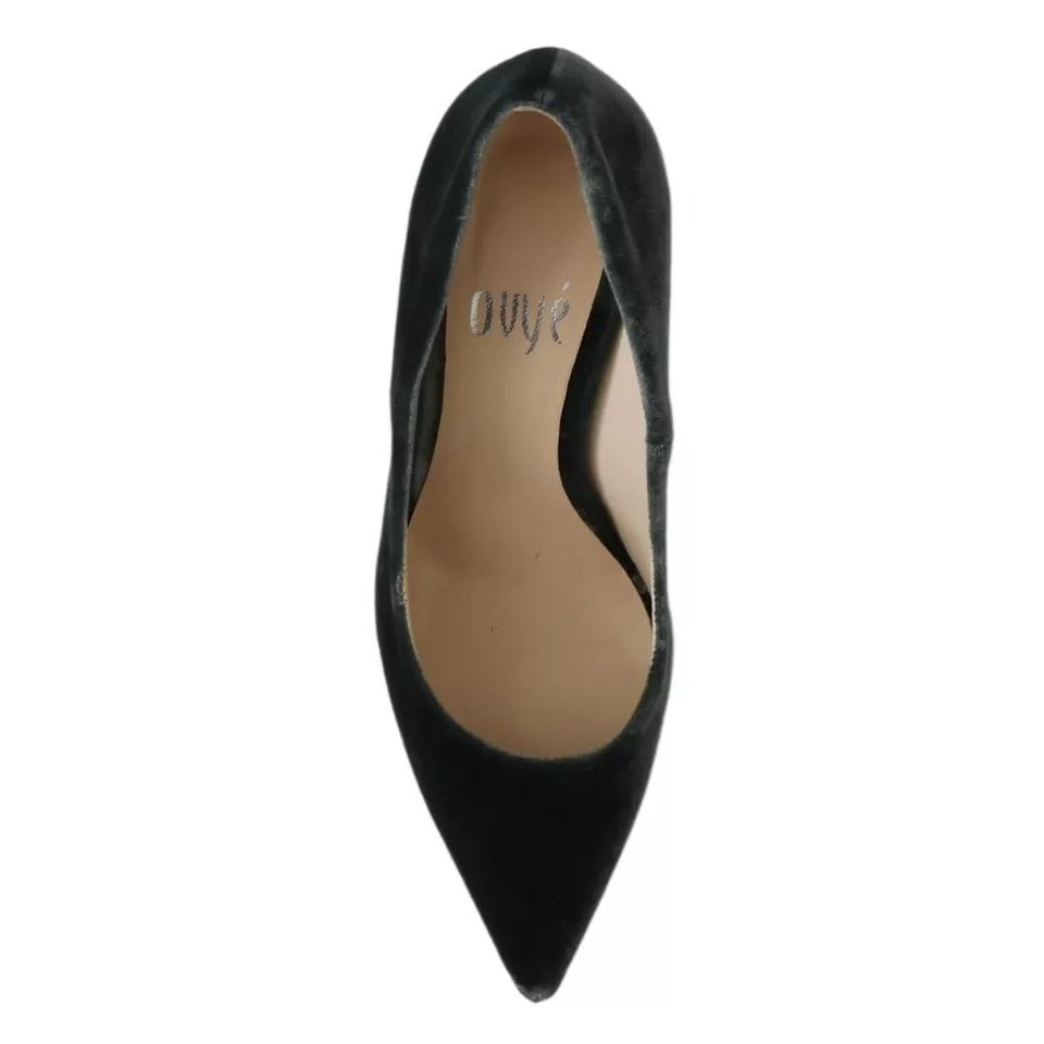 Ovyé Gray Velvet Dress Stiletto Pumps Shoes Ovyé