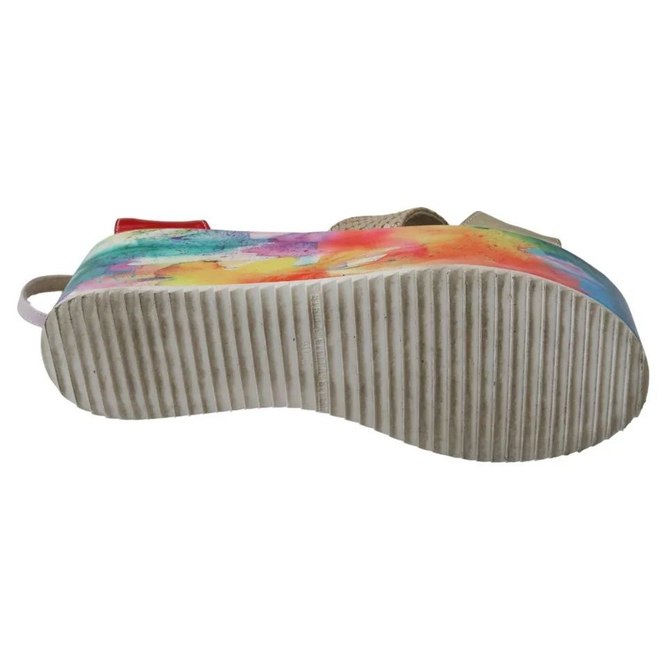 EBARRITO Multicolor Leather Ankle Strap Wedge Heel Sandals Shoes