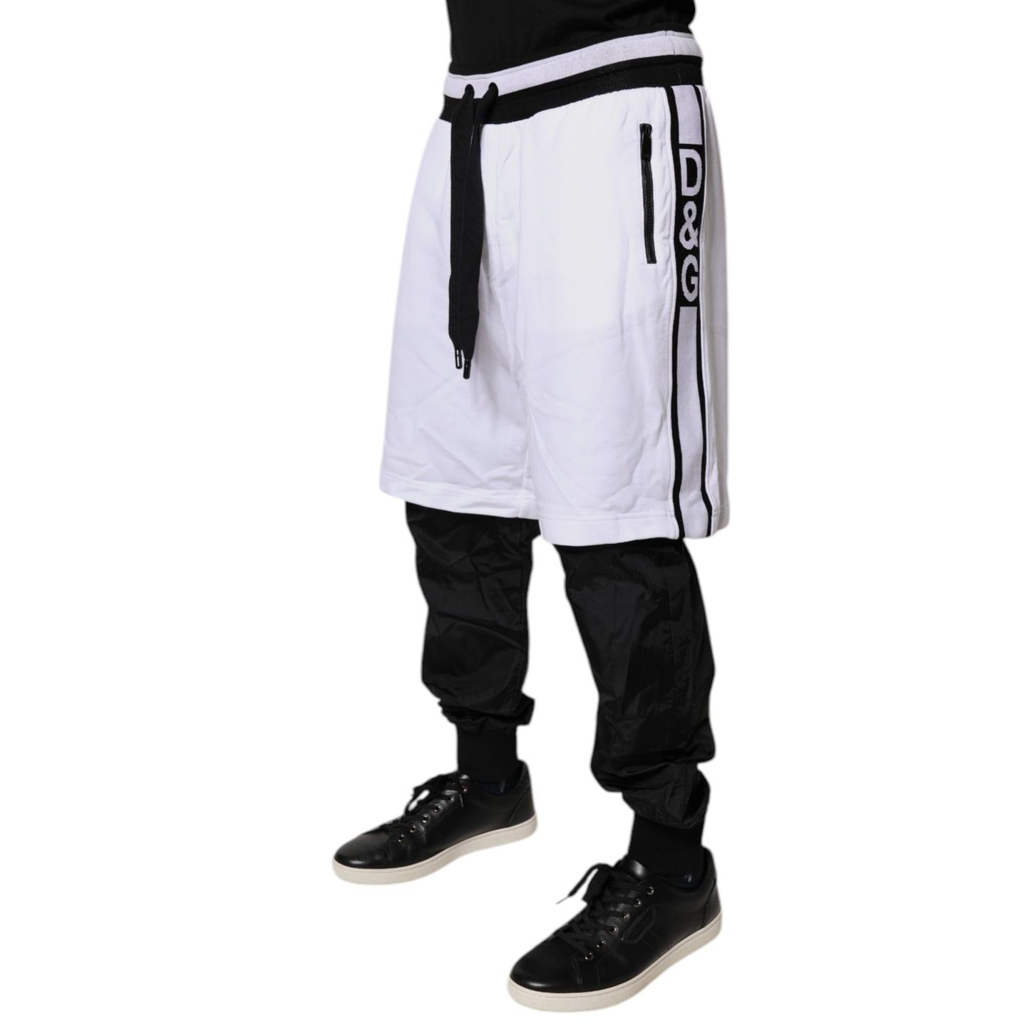 Dolce & Gabbana Black White Cotton Layered Sweatpants Pants