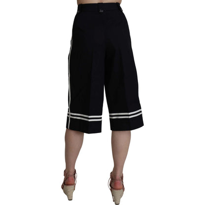 Dolce & Gabbana Black Cotton Cropped Embellished Pants