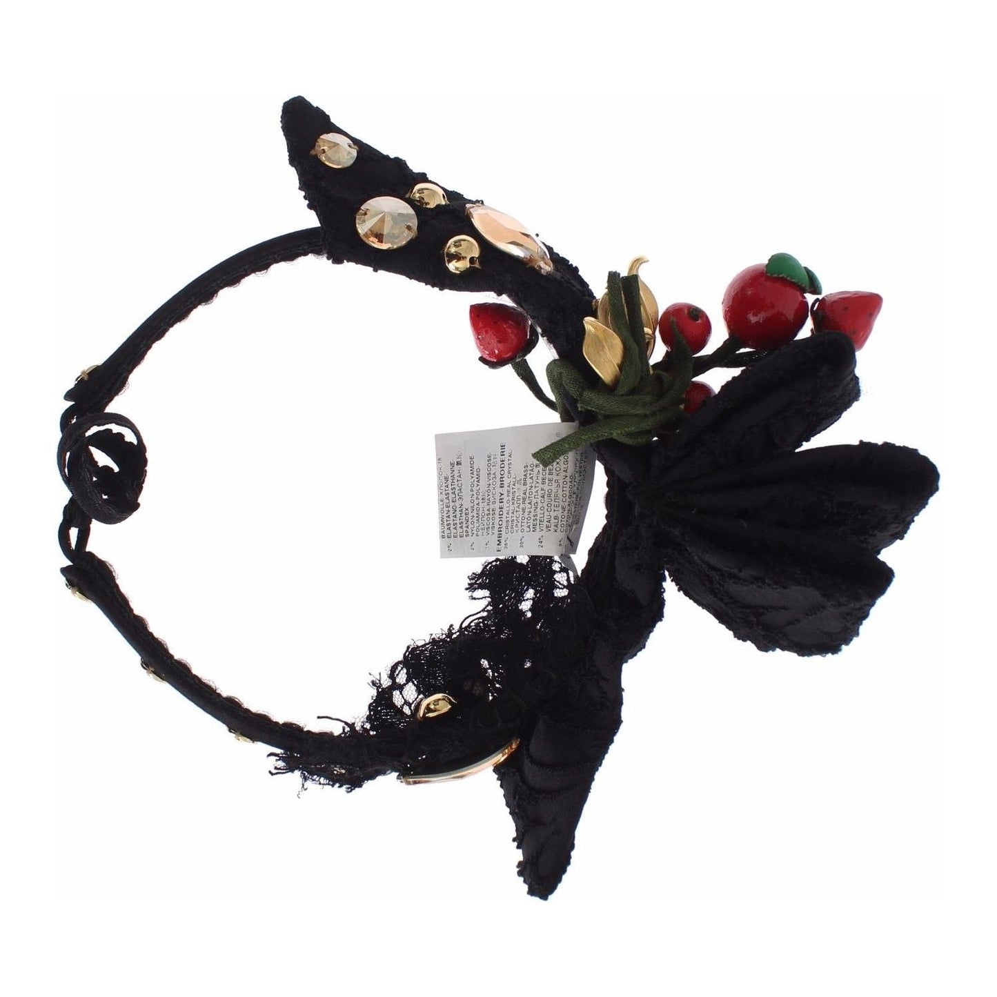 Dolce & Gabbana Diadem Headband Tiara Berry Fruit Crystal Bow Hair