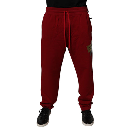 Dolce & Gabbana Red Logo Tape Cotton Jogger Sweatpants Pants
