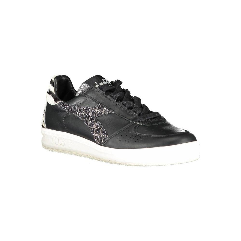 Diadora Black Leather Women Sneaker Diadora