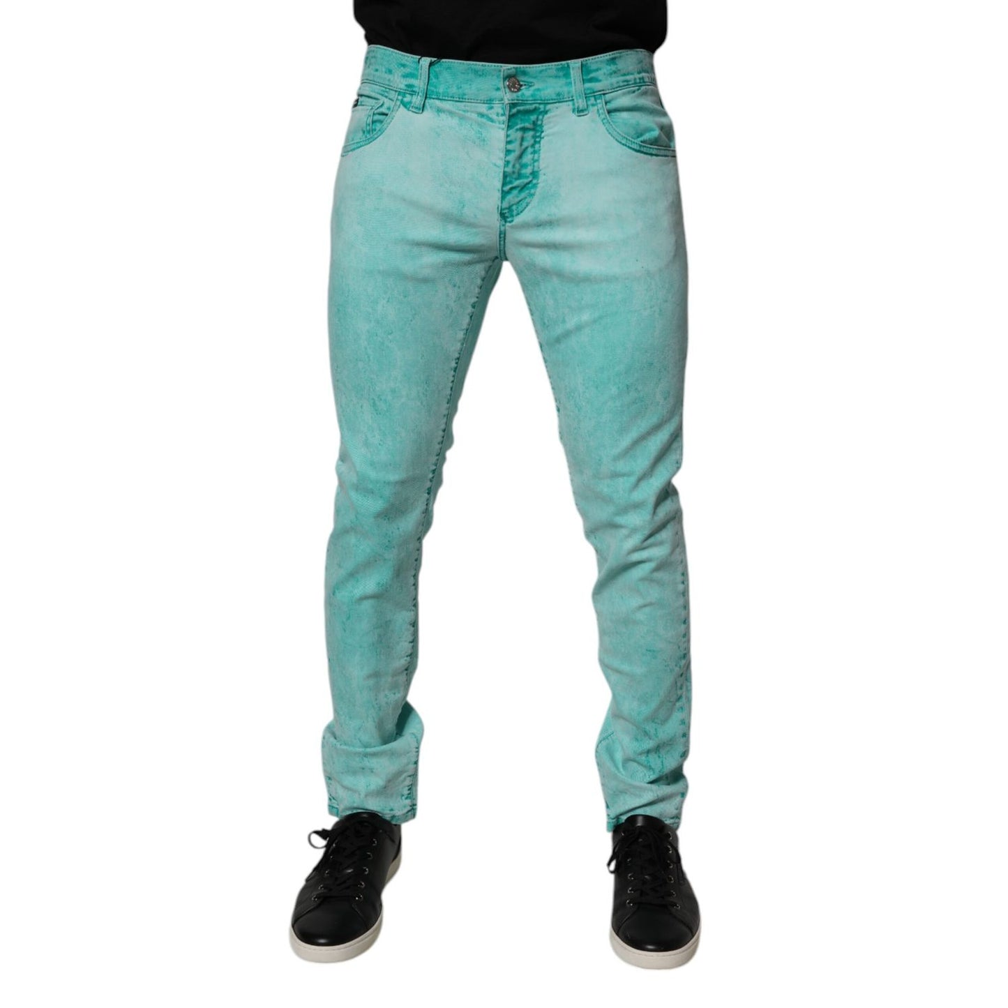 Dolce & Gabbana Green Tie Dye Cotton Skinny Men Denim Jeans