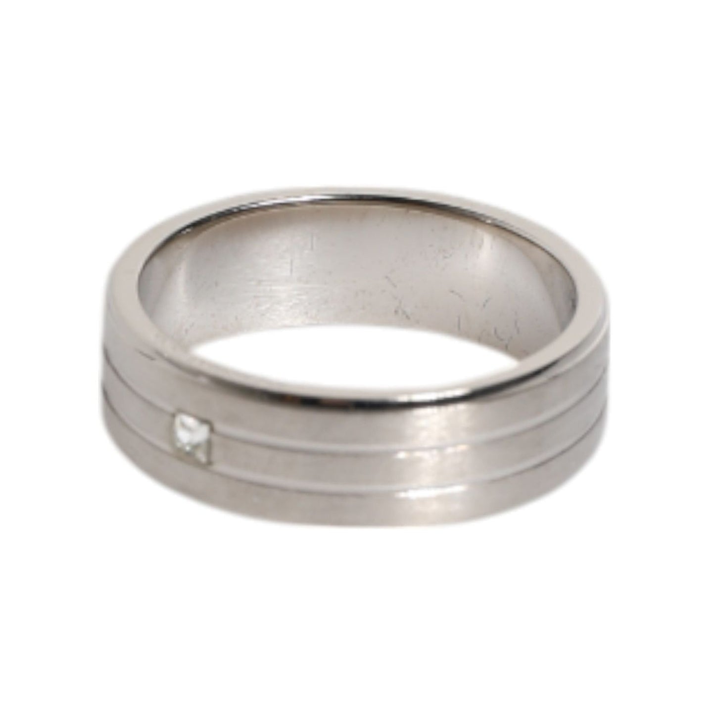 Dolce & Gabbana Silver Tone Brass Clear Crystal DG Logo Ring