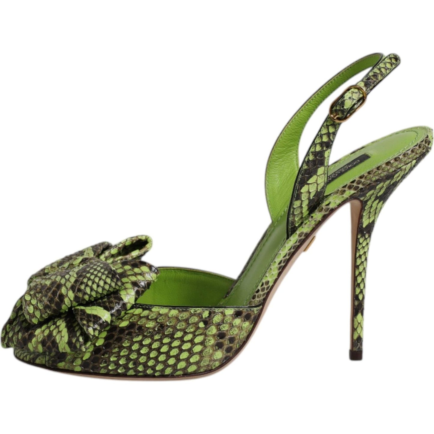 Dolce & Gabbana Green Python Leather Heels Sandals Shoes