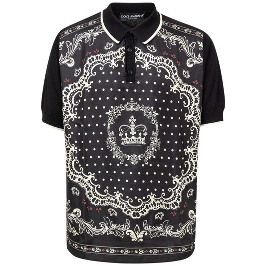 Dolce & Gabbana Black Silk Polo Shirt