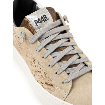 P448 Beige Leather Athletic Sneakers P448