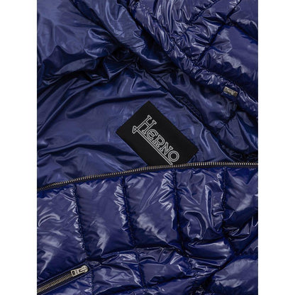 Herno Blue Polyamide Coat Herno