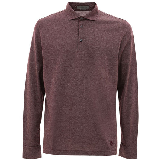 Corneliani Purple Cotton Polo Shirt Corneliani Dark Olive Green