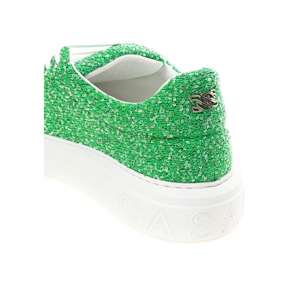 Casadei Green Fabric And Leather Athletic Sneakers Casadei