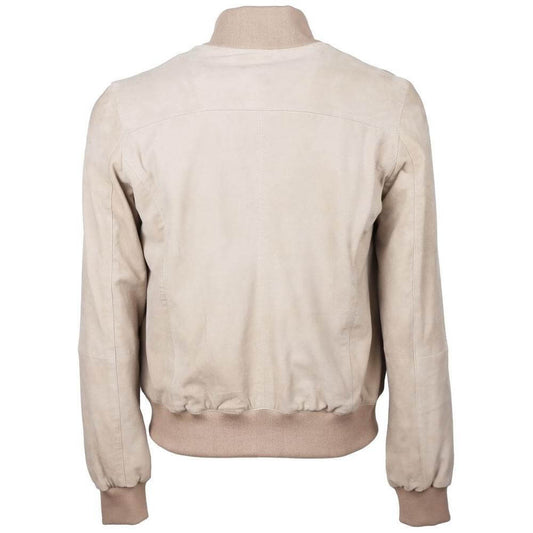 Emilio Romanelli Beige Calfskin Men Jacket