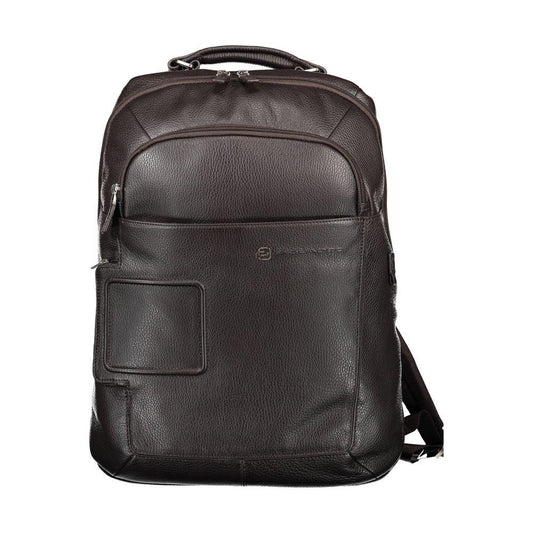 Piquadro Brown Leather Men Backpack Piquadro Dark Slate Gray