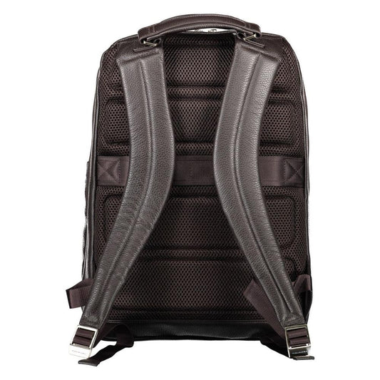 Piquadro Brown Leather Men Backpack Piquadro Dark Slate Gray