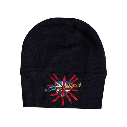 Dolce & Gabbana Black Wool #DGLovesLondon Winter Beanie Hat